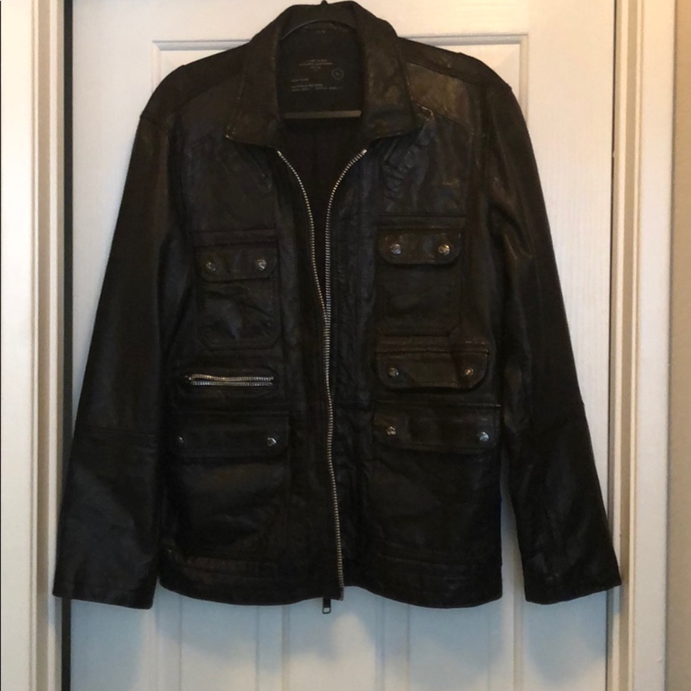 All Saints mens leather jacket Size XL